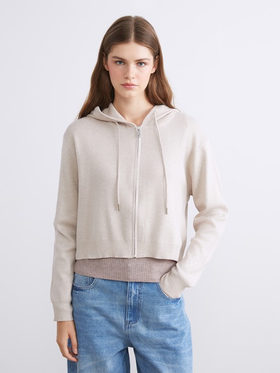 Fermuarlı Sweatshirt AÇIK BEJ