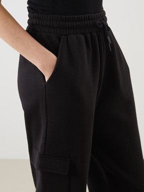Beli Lastikli Kadın Jogger Eşofman Alt YENİ SİYAH