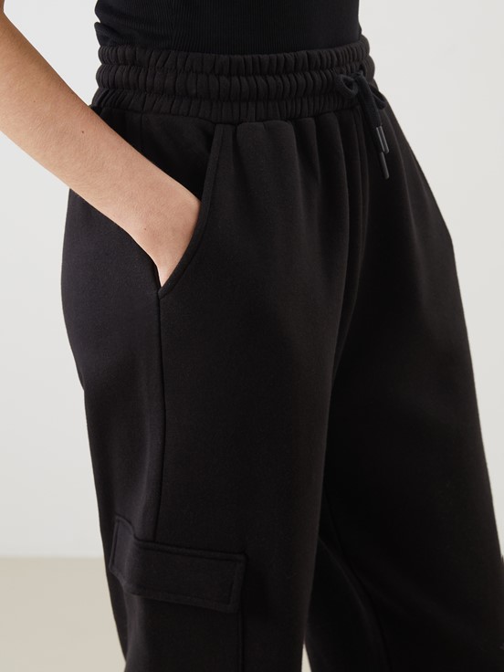 Beli Lastikli Kadın Jogger Eşofman Alt YENİ SİYAH