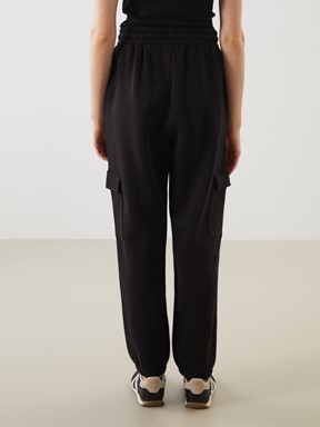 Beli Lastikli Kadın Jogger Eşofman Alt YENİ SİYAH