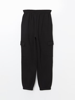 Beli Lastikli Kadın Jogger Eşofman Alt YENİ SİYAH