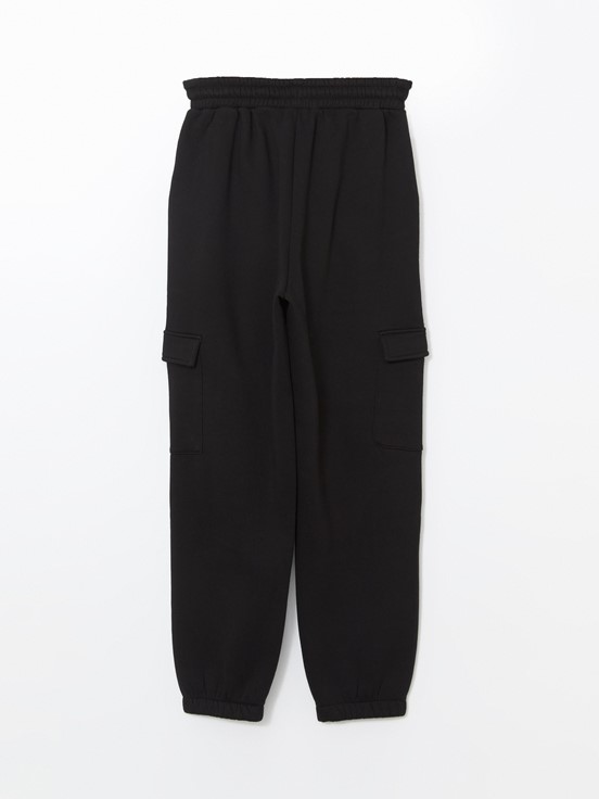 Beli Lastikli Kadın Jogger Eşofman Alt YENİ SİYAH