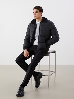 Deri Görünümlü Mont TAŞ RENGİ