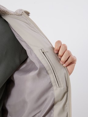 Deri Görünümlü Mont TAŞ RENGİ