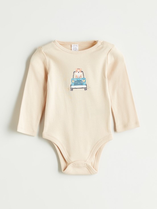 Çıtçıtlı Body EKRU BASKILI