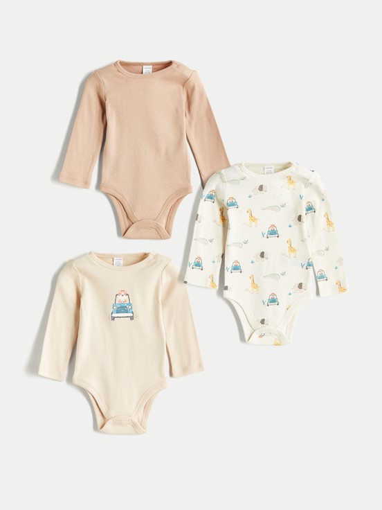 Çıtçıtlı Body EKRU BASKILI