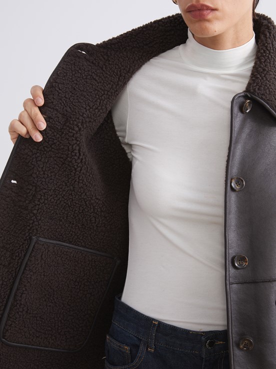 Deri Görünümlü Mont KAHVERENGİ