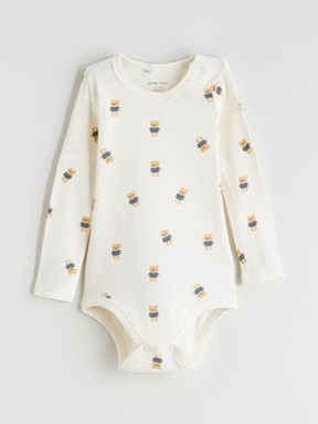 Çıtçıtlı Body AÇIK BEJ BASKILI