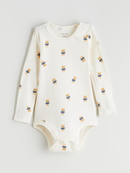 Çıtçıtlı Body AÇIK BEJ BASKILI