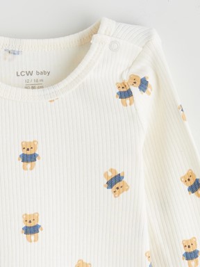 Çıtçıtlı Body AÇIK BEJ BASKILI