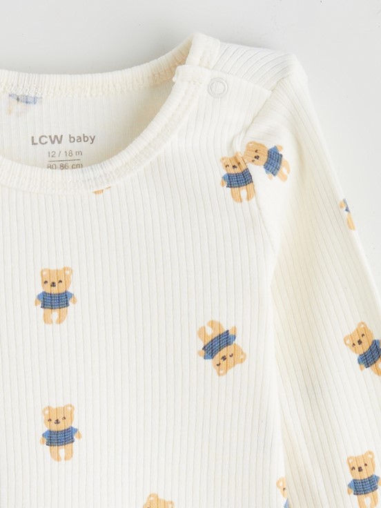 Çıtçıtlı Body AÇIK BEJ BASKILI