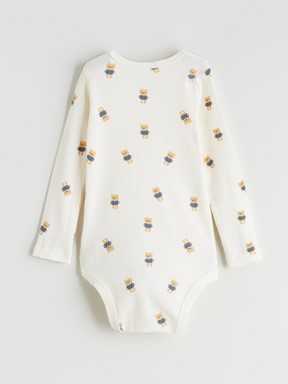 Çıtçıtlı Body AÇIK BEJ BASKILI