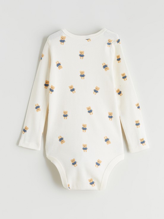 Çıtçıtlı Body AÇIK BEJ BASKILI