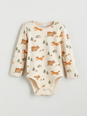 Çıtçıtlı Body AÇIK BEJ BASKILI