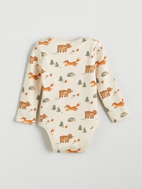 Çıtçıtlı Body AÇIK BEJ BASKILI