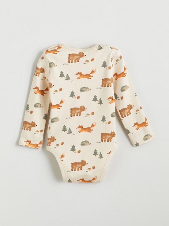 Çıtçıtlı Body AÇIK BEJ BASKILI