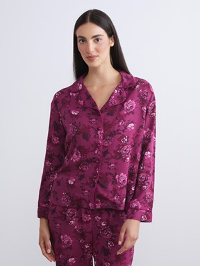 Pijama Takım KOYU KIRMIZI BASKILI