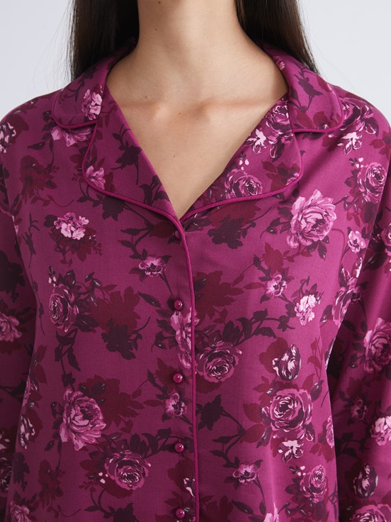 Pijama Takım KOYU KIRMIZI BASKILI