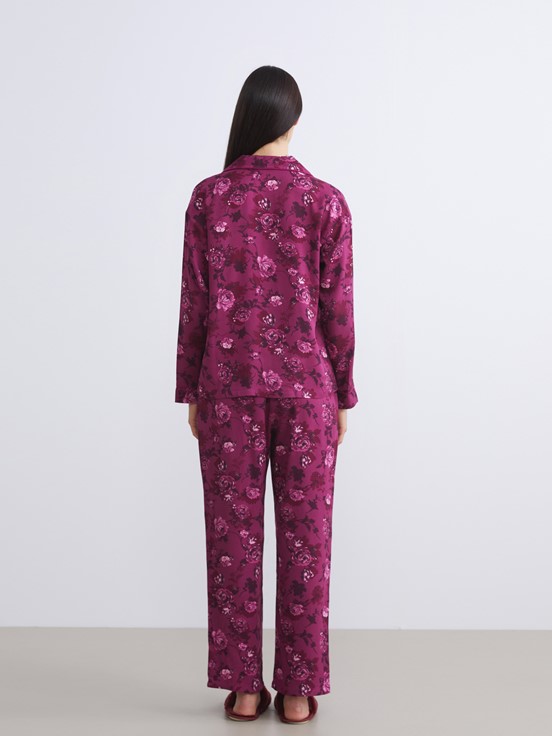 Pijama Takım KOYU KIRMIZI BASKILI