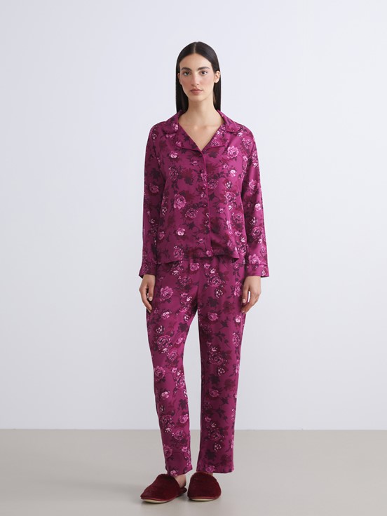 Pijama Takım KOYU KIRMIZI BASKILI