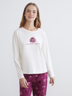 Pijama Takım KOYU KIRMIZI BASKILI