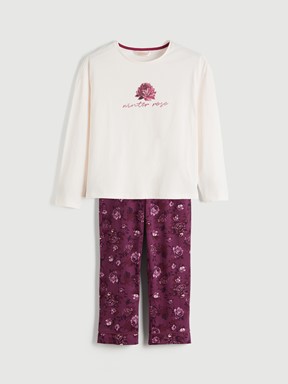 Pijama Takım KOYU KIRMIZI BASKILI