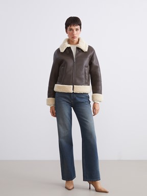 Deri Görünümlü Mont KAHVERENGİ