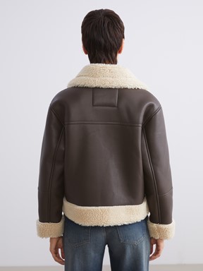 Deri Görünümlü Mont KAHVERENGİ