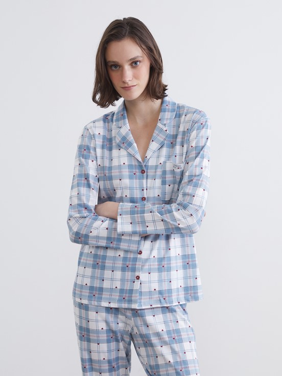 Pijama Takım MAT MAVİ BASKILI