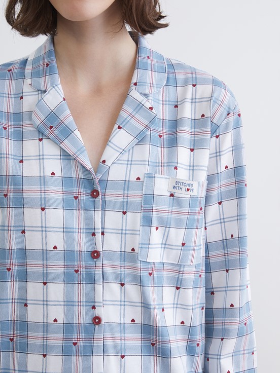 Pijama Takım MAT MAVİ BASKILI