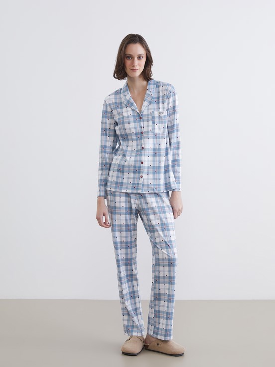 Pijama Takım MAT MAVİ BASKILI