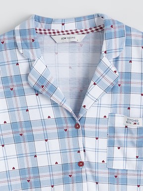 Pijama Takım MAT MAVİ BASKILI