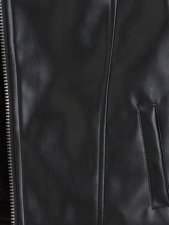 Deri Görünümlü Ceket YENİ SİYAH