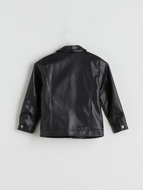 Deri Görünümlü Ceket YENİ SİYAH