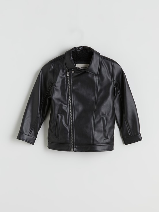 Deri Görünümlü Ceket YENİ SİYAH