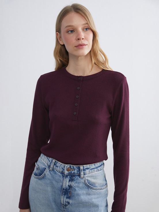 Tişört BORDO MELANJ