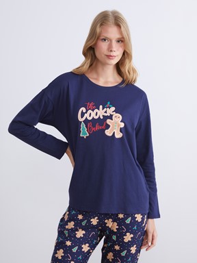 Pijama Takım LACİVERT BASKILI