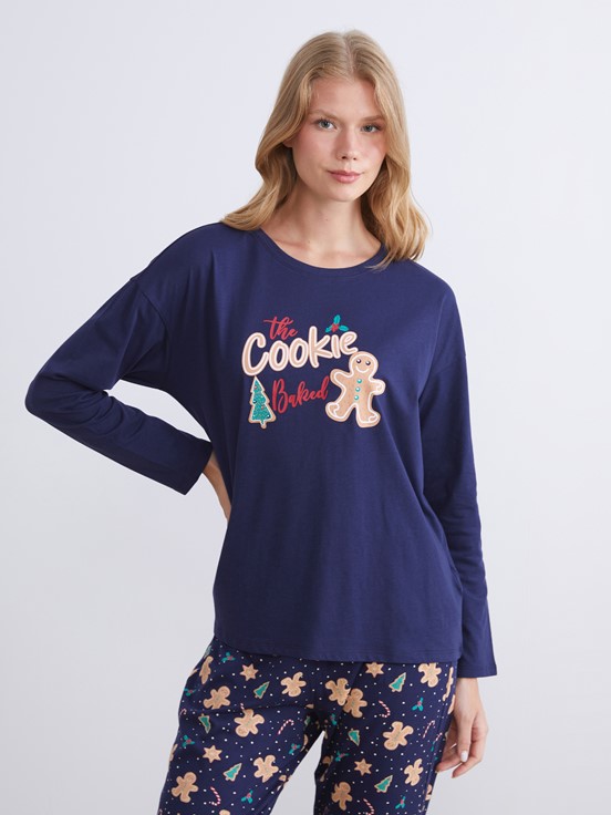 Pijama Takım LACİVERT BASKILI