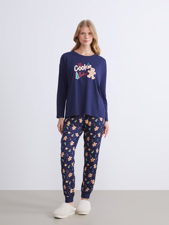 Pijama Takım LACİVERT BASKILI