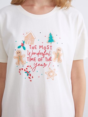 Şortlu Pijama Takımı CANLI KIRMIZI BASKILI