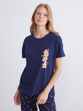 Pijama Takım LACİVERT BASKILI