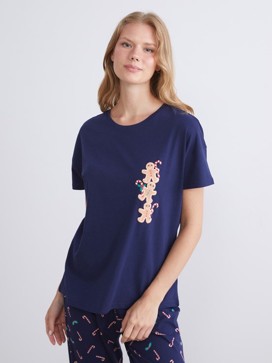 Pijama Takım LACİVERT BASKILI