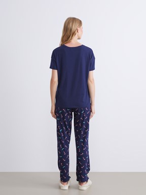 Pijama Takım LACİVERT BASKILI