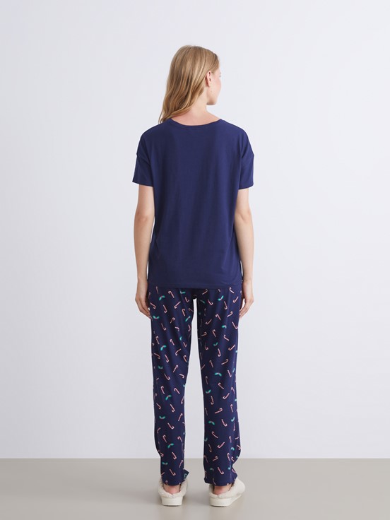 Pijama Takım LACİVERT BASKILI