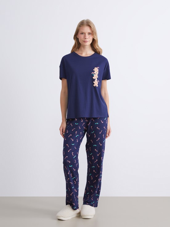 Pijama Takım LACİVERT BASKILI