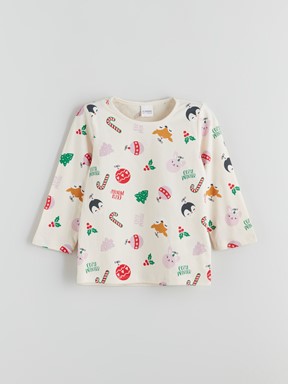 Pijama Takım KREM BASKILI