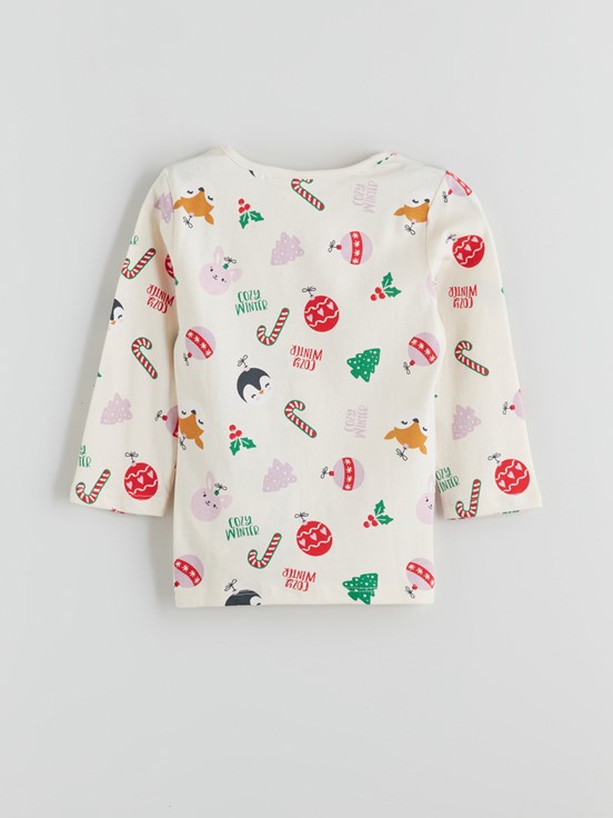 Pijama Takım KREM BASKILI