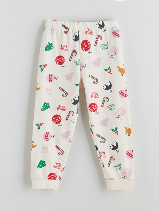 Pijama Takım KREM BASKILI