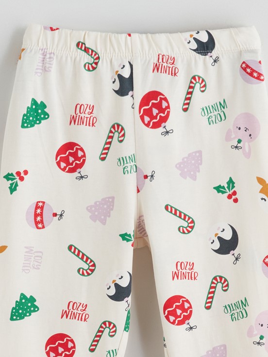 Pijama Takım KREM BASKILI