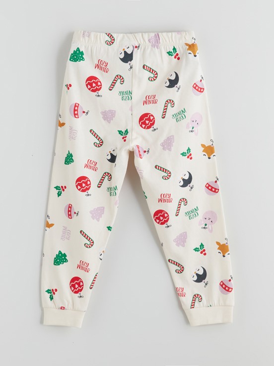 Pijama Takım KREM BASKILI